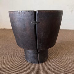 Vintage Reclaimed Walnut Carved Side Table 18"