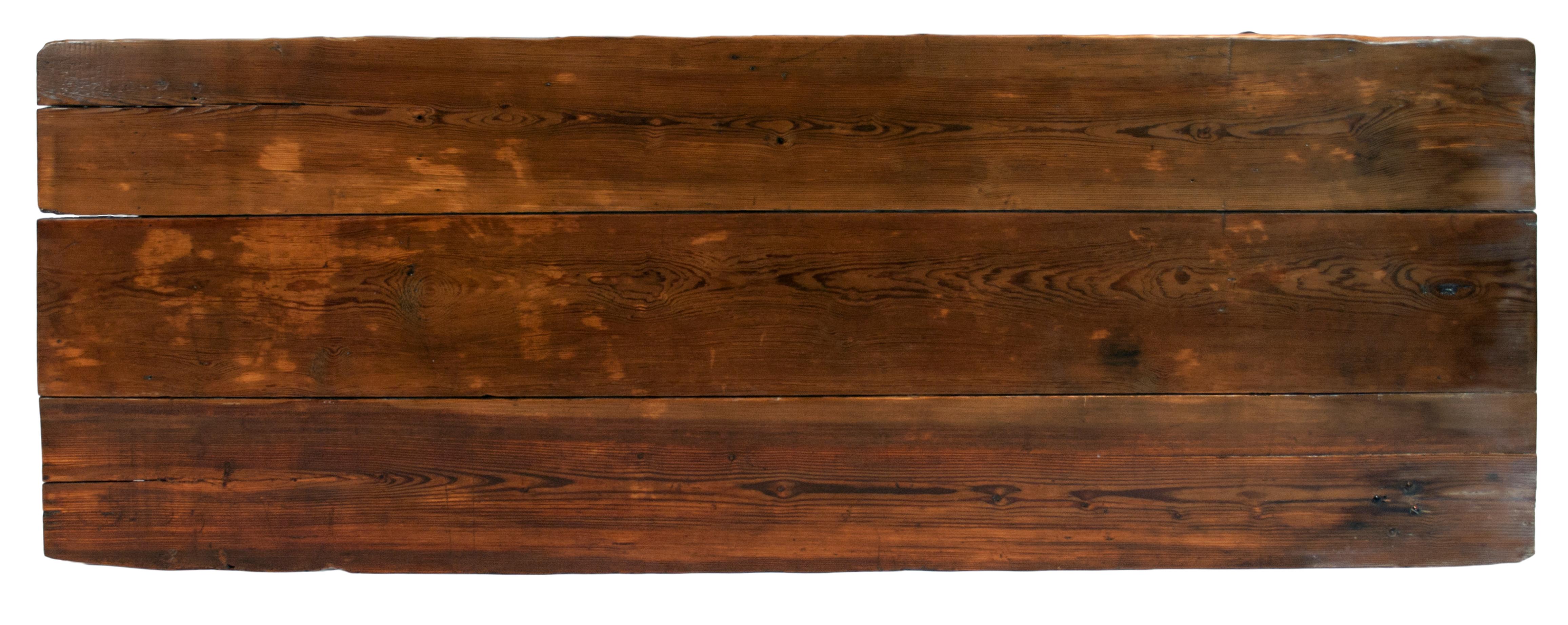20th Century Vintage Reclaimed Wood Plank Table on Industrial Metal Legs