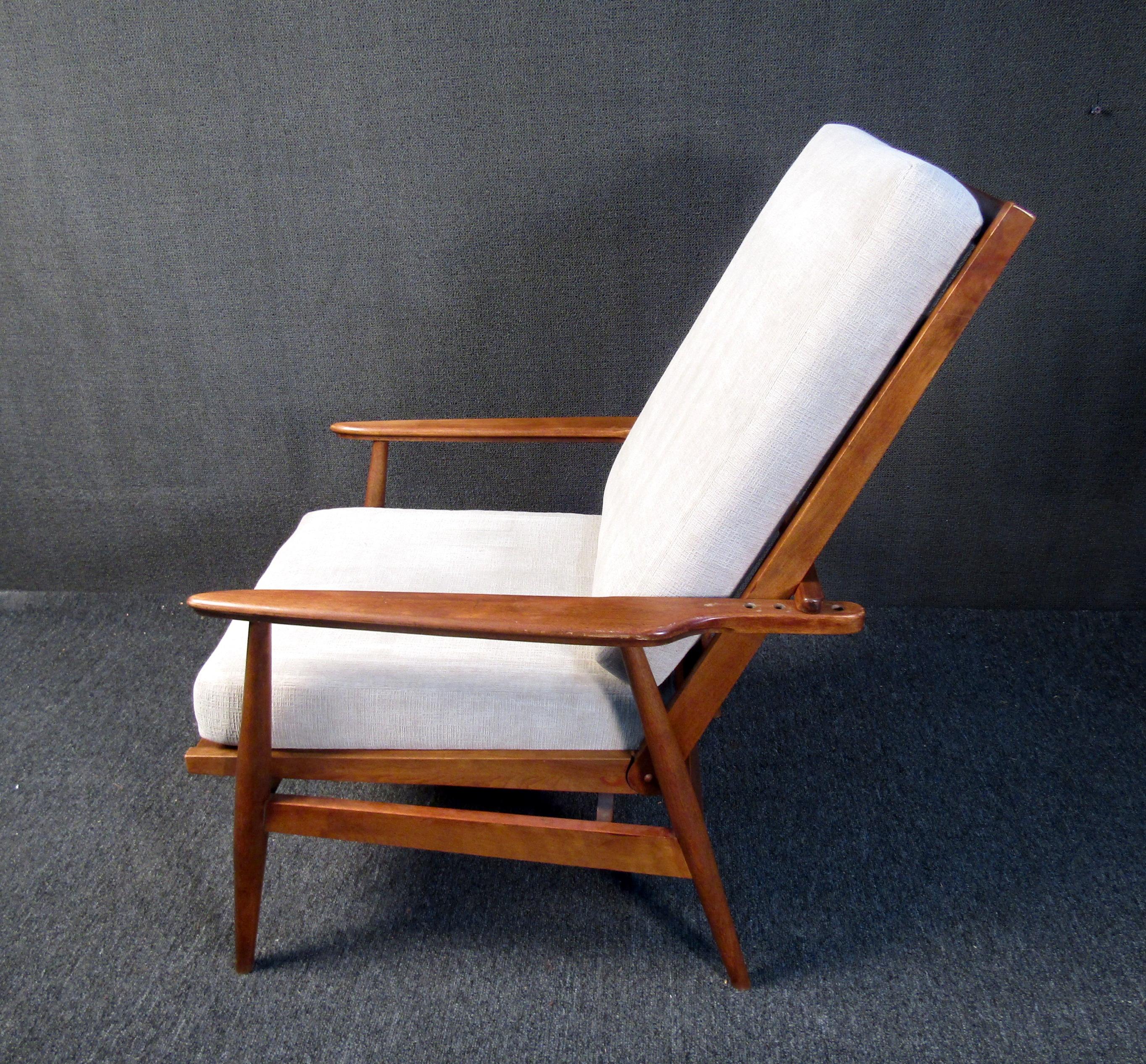 Upholstery Vintage Reclining Armchair in Walnut For Sale