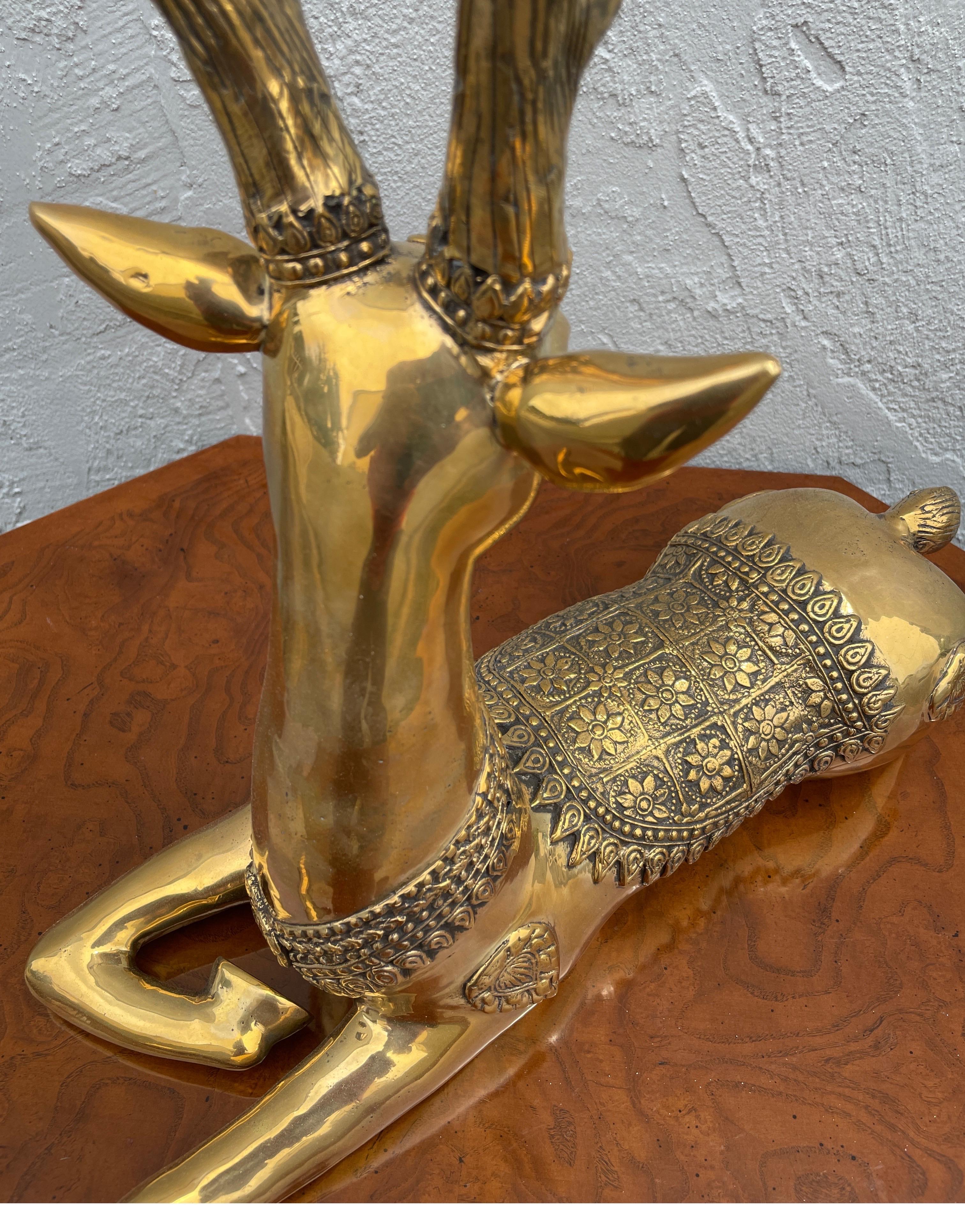20th Century Vintage Reclining Brass Deer
