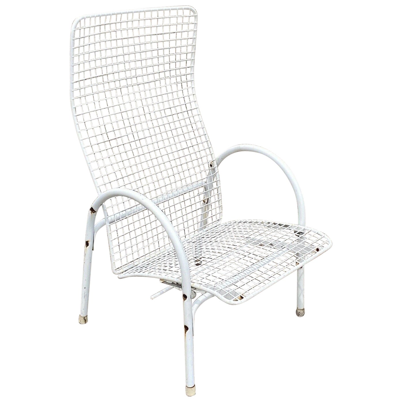 Sedia da salotto vintage reclinabile in ferro battuto, scultorea, del Medio Secolo Moderno, per il Patio