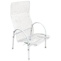 Vintage Reclining Wrought Iron Sculptural Mid Century Modern Patio Lounge Chair