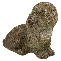 Vintage Reconsitituted Stone Spaniel Puppy or Dog Garden Ornament, Mid 20th C.