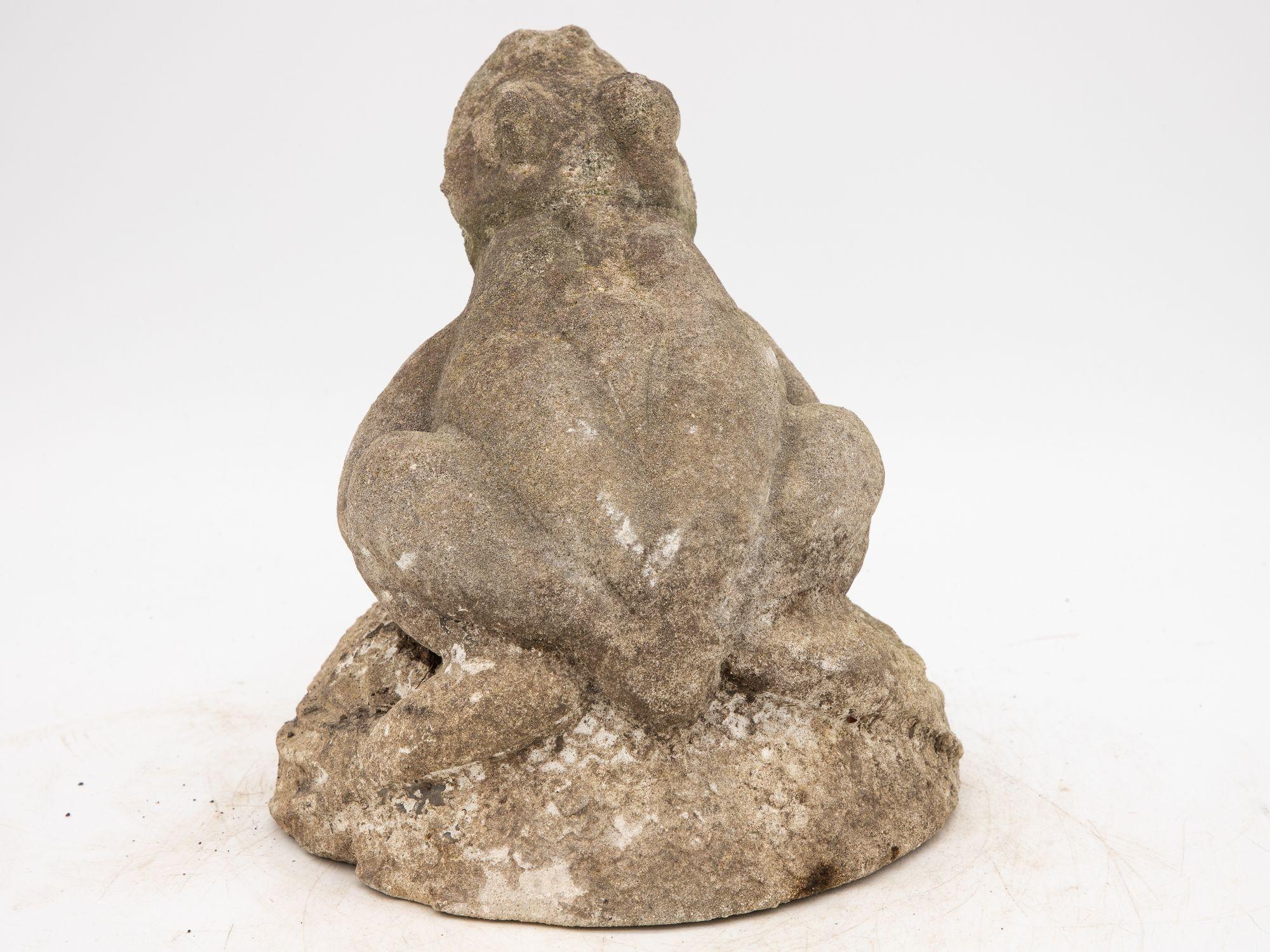 20th Century Vintage Reconstituted Stone Frog Fountain Garden Ornament For Sale