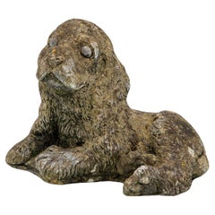 Vintage Reconstituted Stone Puppy or Dog Spaniel Garden Ornament, 20th Century