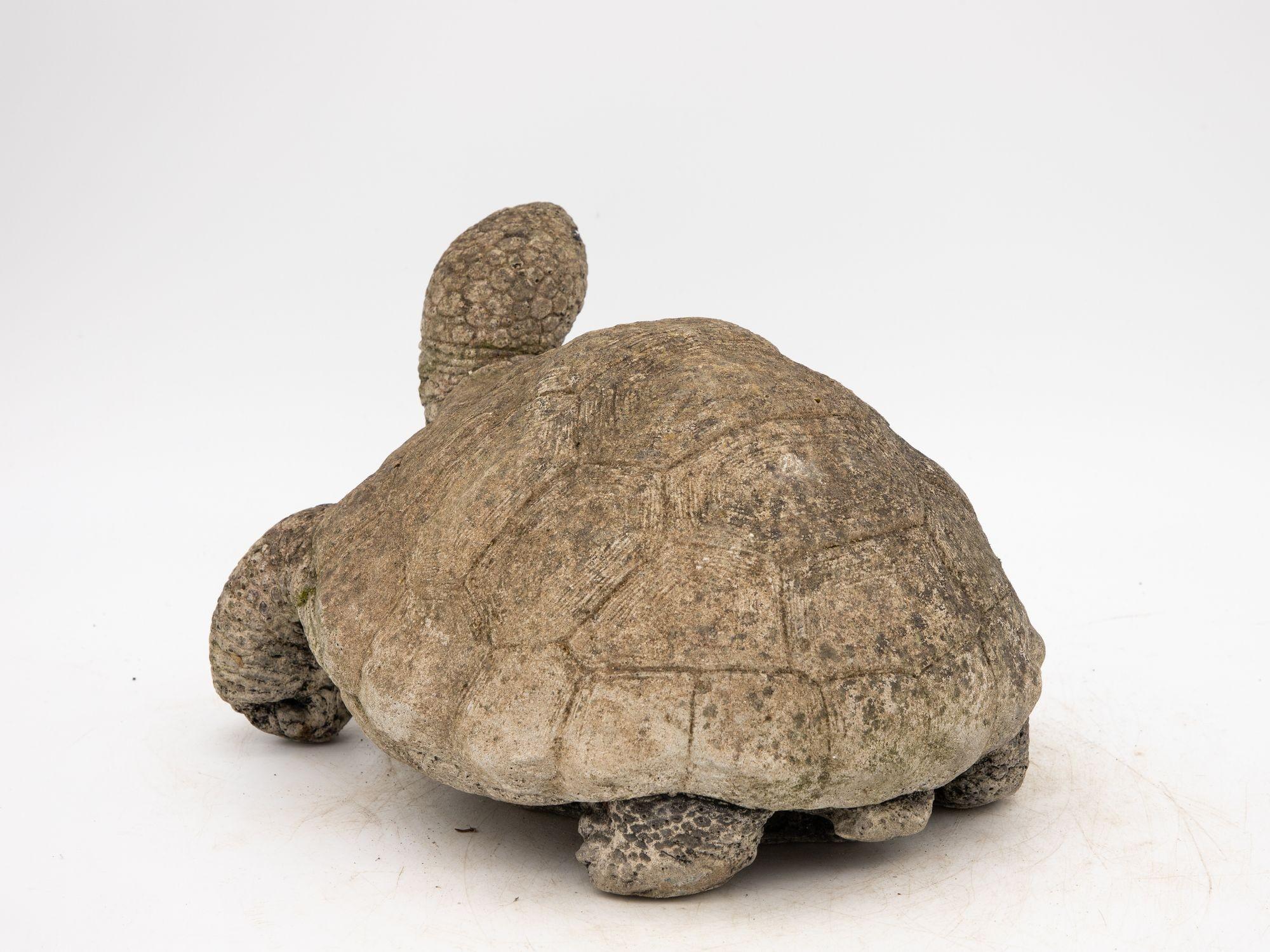 Vintage Reconstituted Stone Tortoise or Turtle Garden Ornament In Good Condition For Sale In South Salem, NY