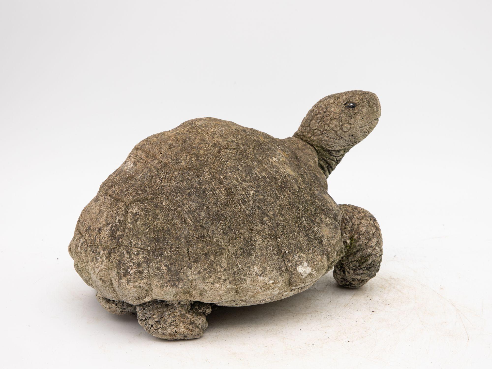 Concrete Vintage Reconstituted Stone Tortoise or Turtle Garden Ornament For Sale