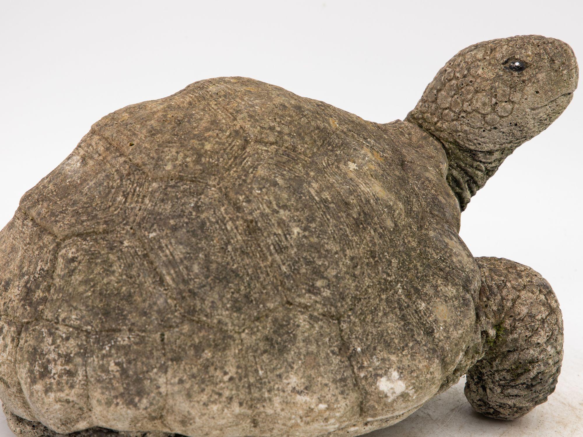 Vintage Reconstituted Stone Tortoise or Turtle Garden Ornament In Good Condition In South Salem, NY