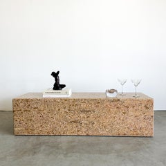 Vintage Rectangle Plinth Marble Stone Coffee Table Or Bench Postmodern