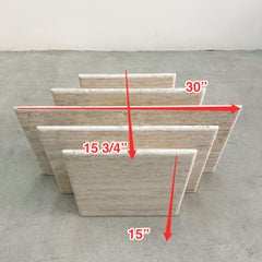 Vintage Mid-Century Modern Rectangular Travertine Base Couchtisch Glasplatte