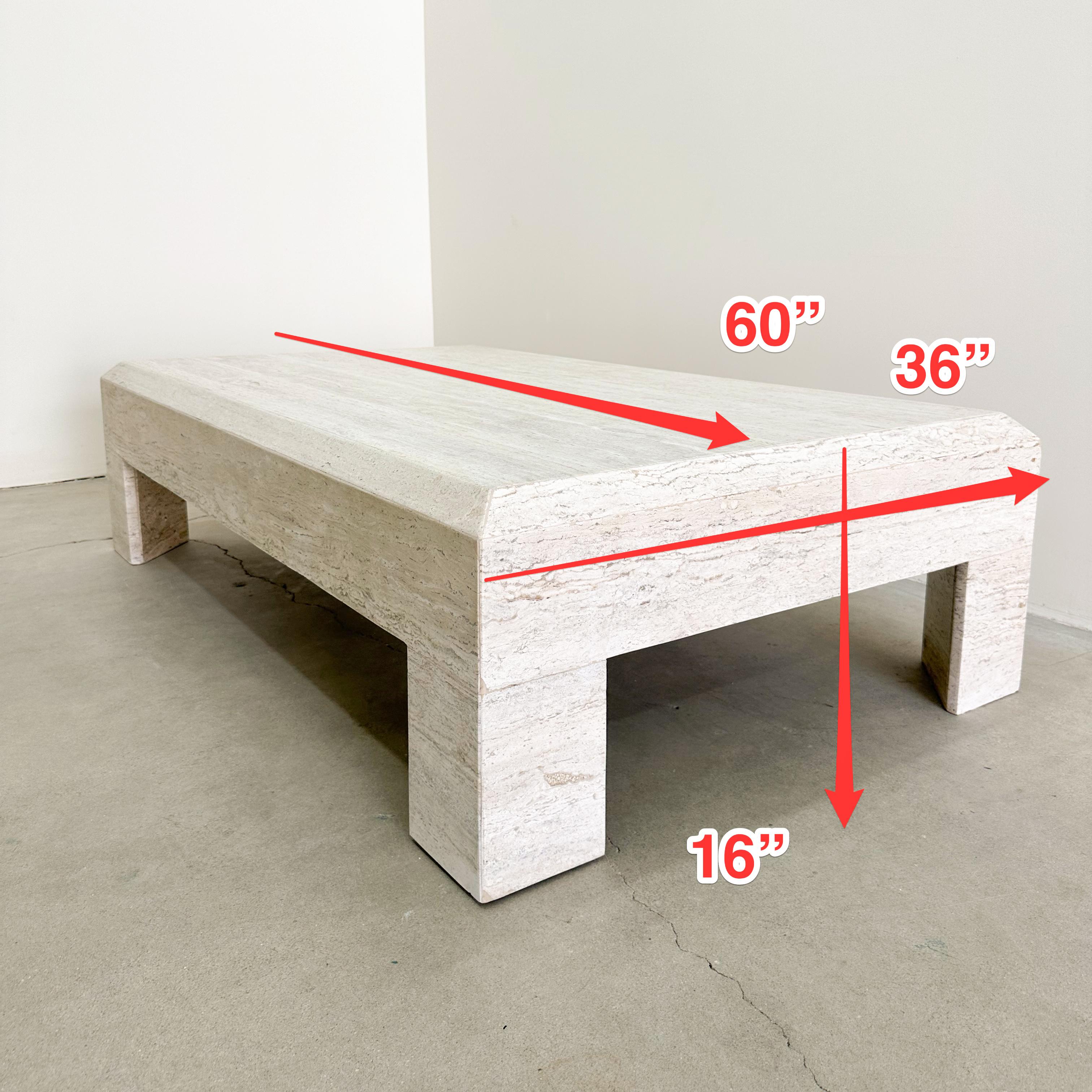 Vintage Rectangle Travertine Stone Coffee Table Marble Postmodern MCM 70s 80s 5