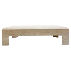 Vintage Rectangle Travertine Stone Coffee Table Marble Postmodern MCM 70s 80s