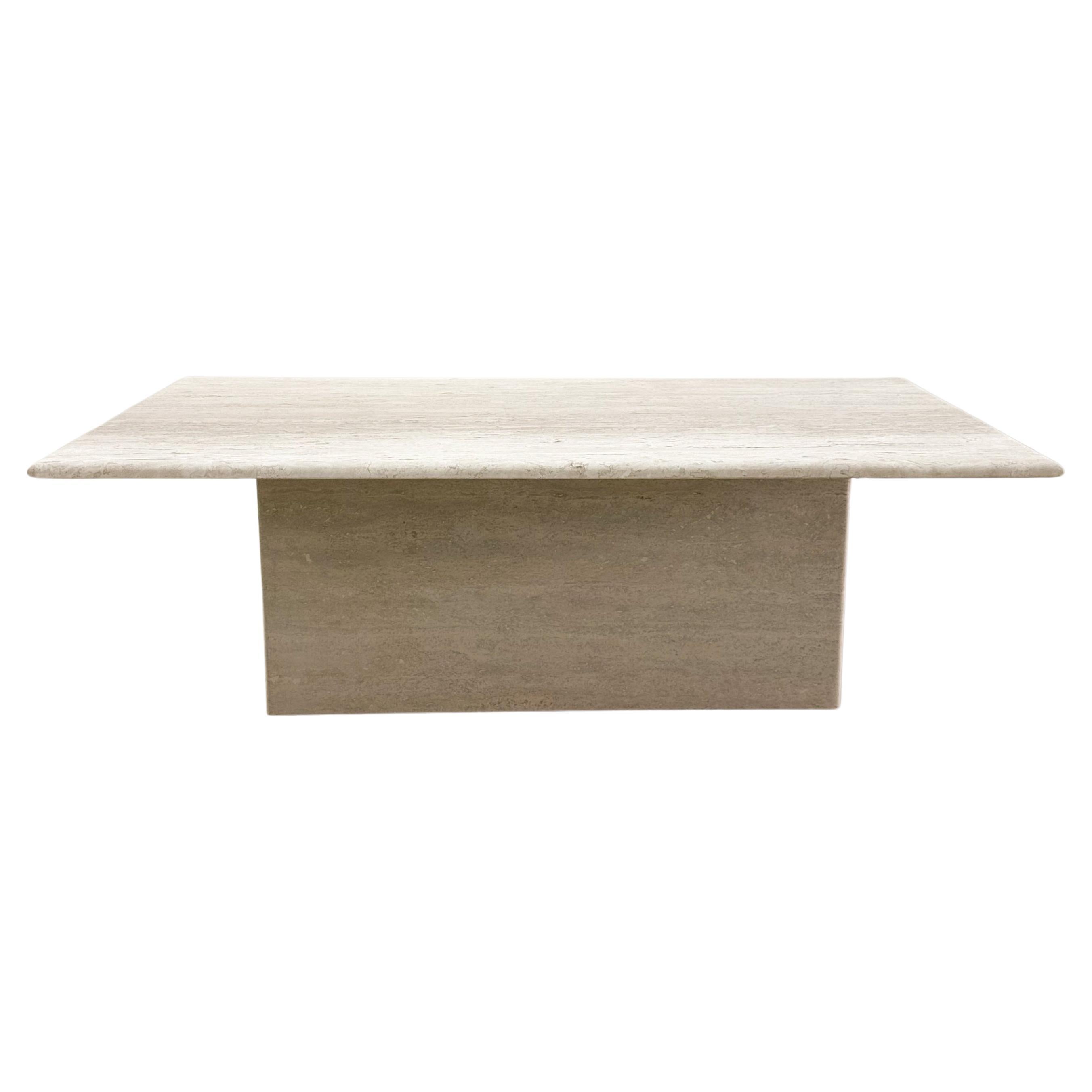 Vintage Rectangle Travertine Stone Coffee Table Marble Postmodern MCM Retro  For Sale