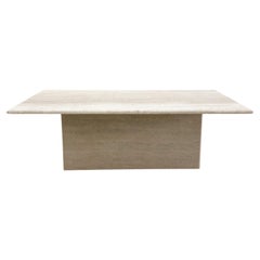 Table basse rectangulaire en travertin et marbre postmoderne MCM Retro 