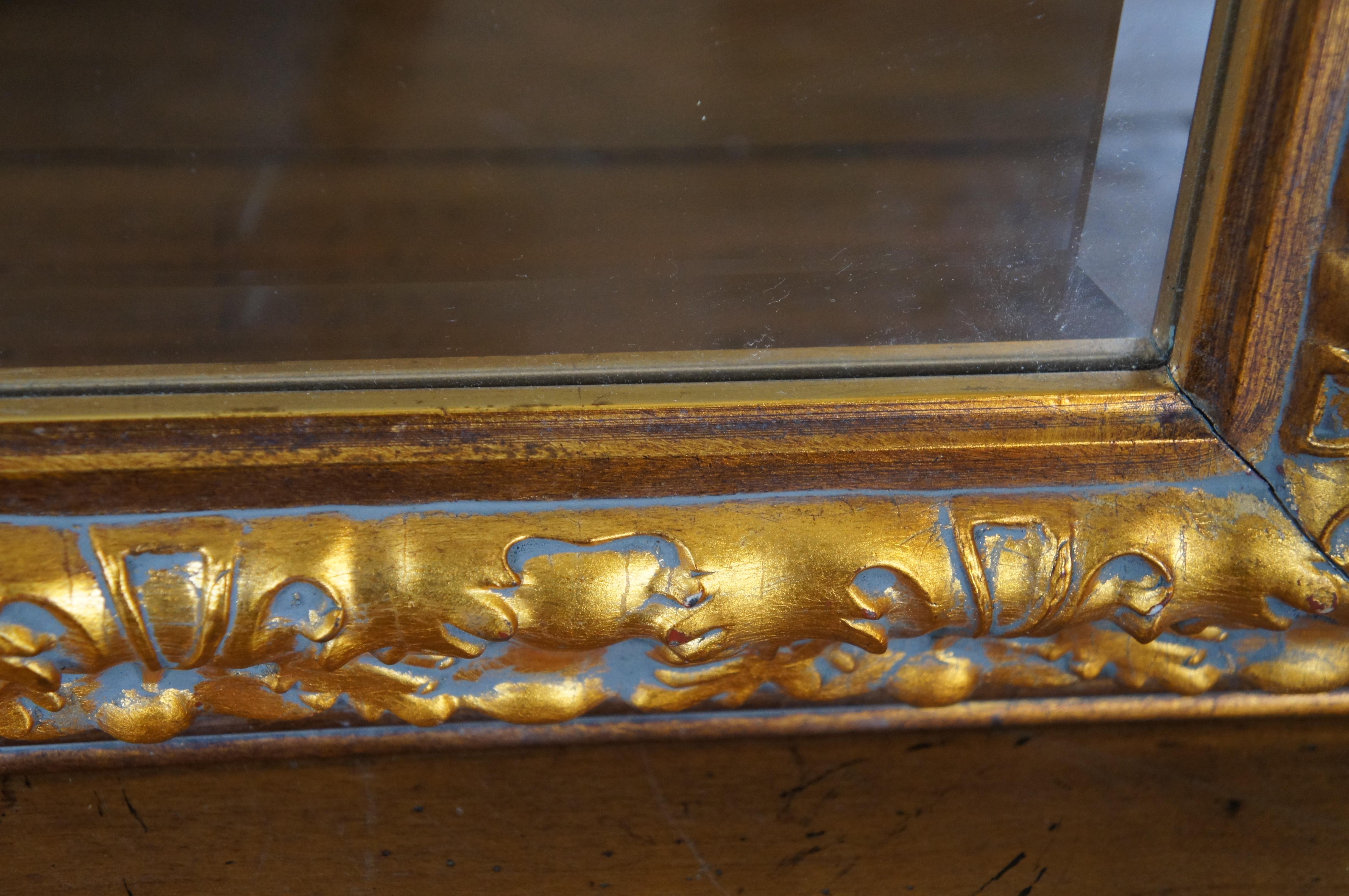 Vintage Rectangular Beveled Gold Gilded Oak Leaves Wall Mirror 26