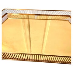 Vintage Rectangular Brass Gallery Tray - Good Condition