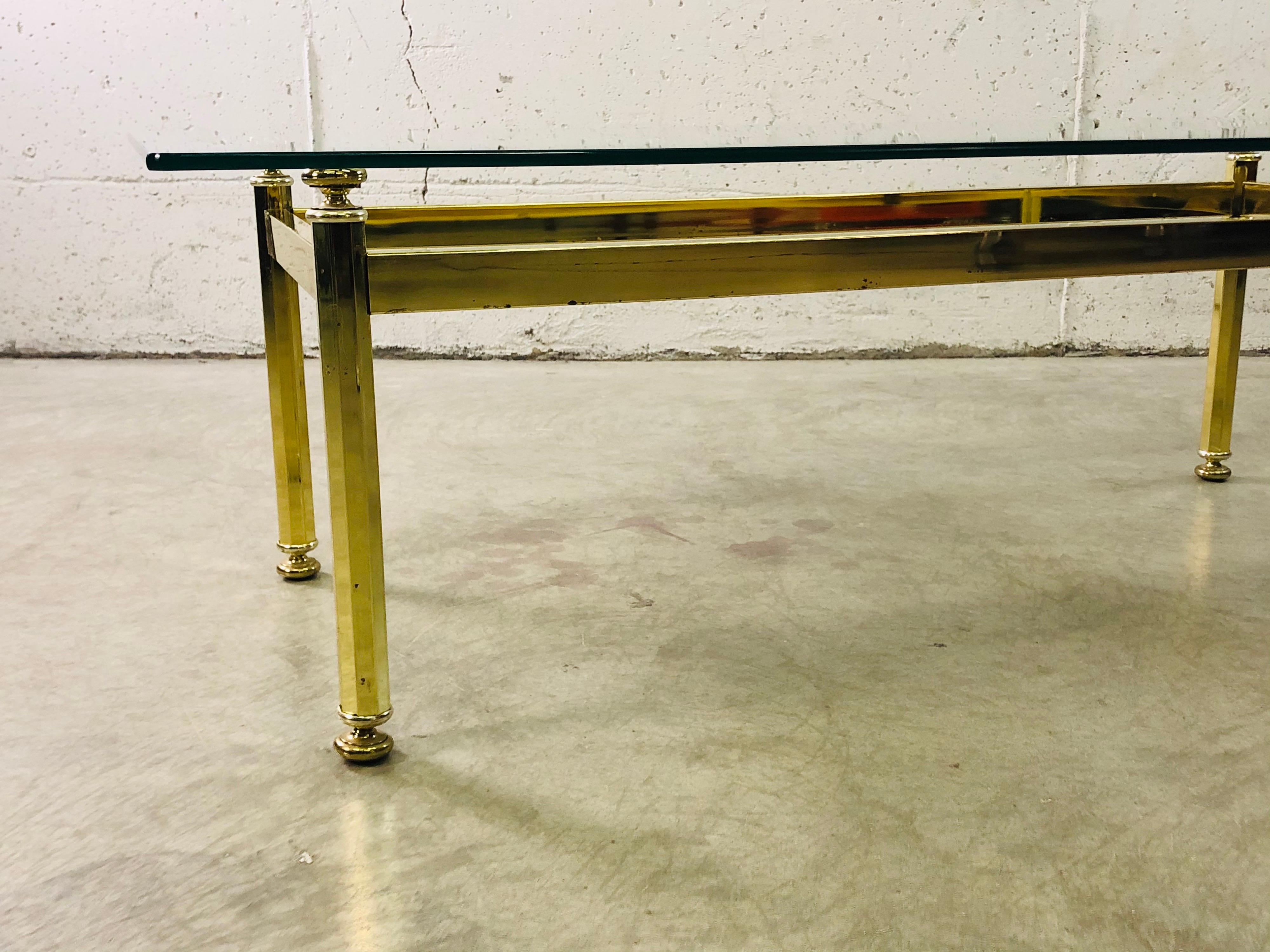 vintage brass and glass coffee table