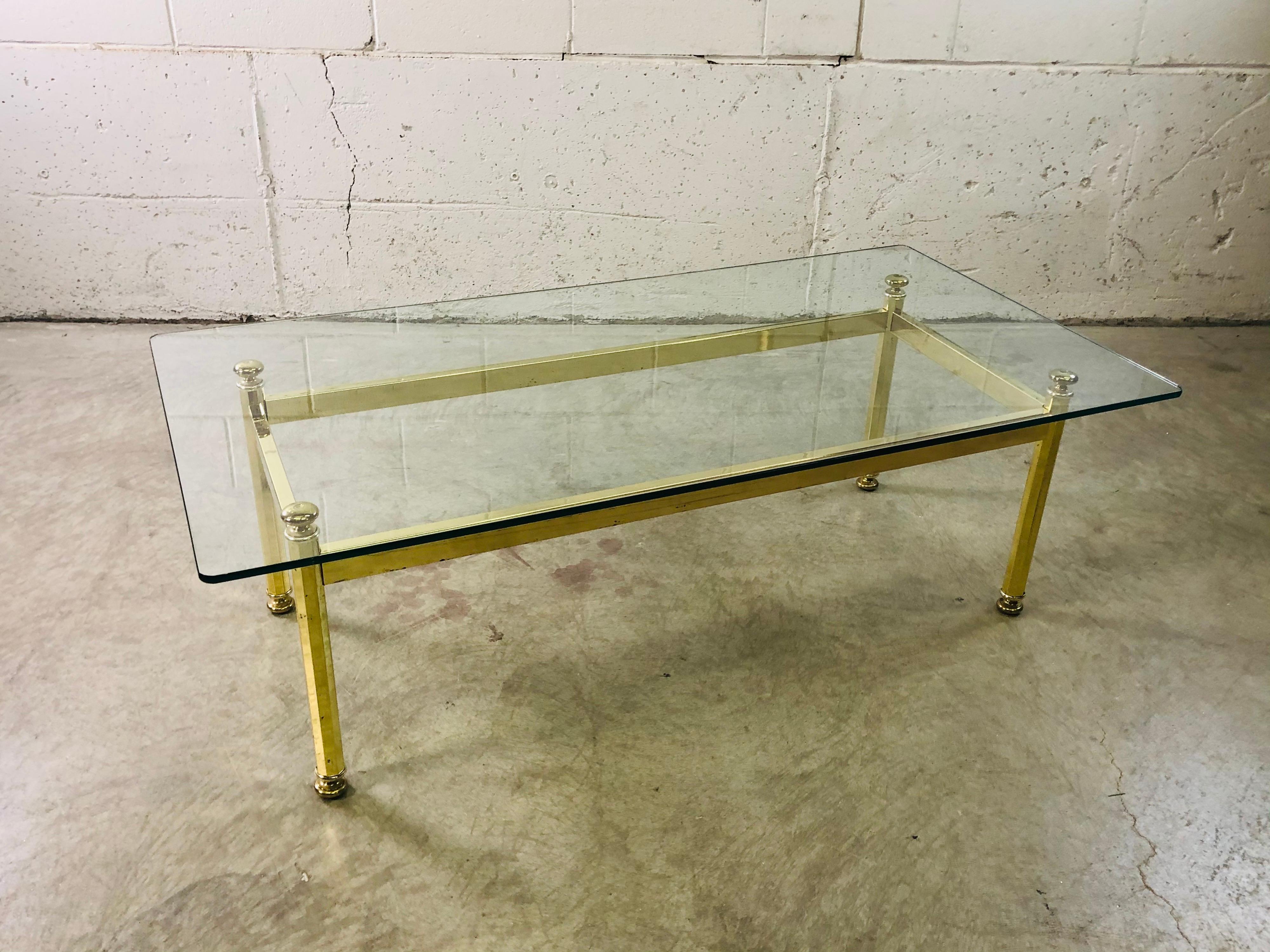 brass glass coffee table vintage