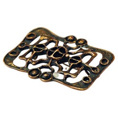 Vintage Rectangular Bronze Brooch by Uni David-Andersen for D.a. Norway 1960s