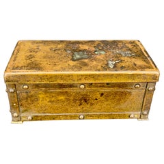 Vintage Rectangular Bronze Metal Rosewood Trunk Box, Europe
