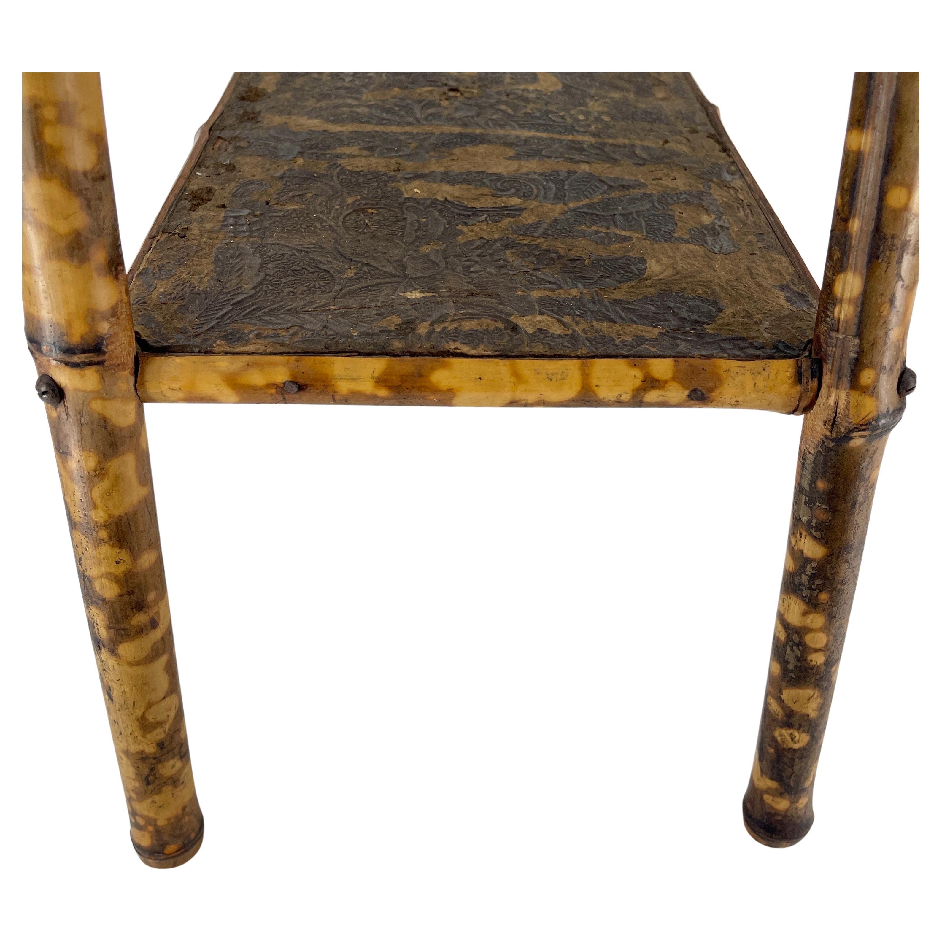 Vintage Rectangular Burnt Bamboo Side Accent Table, England Circa 1930's  4
