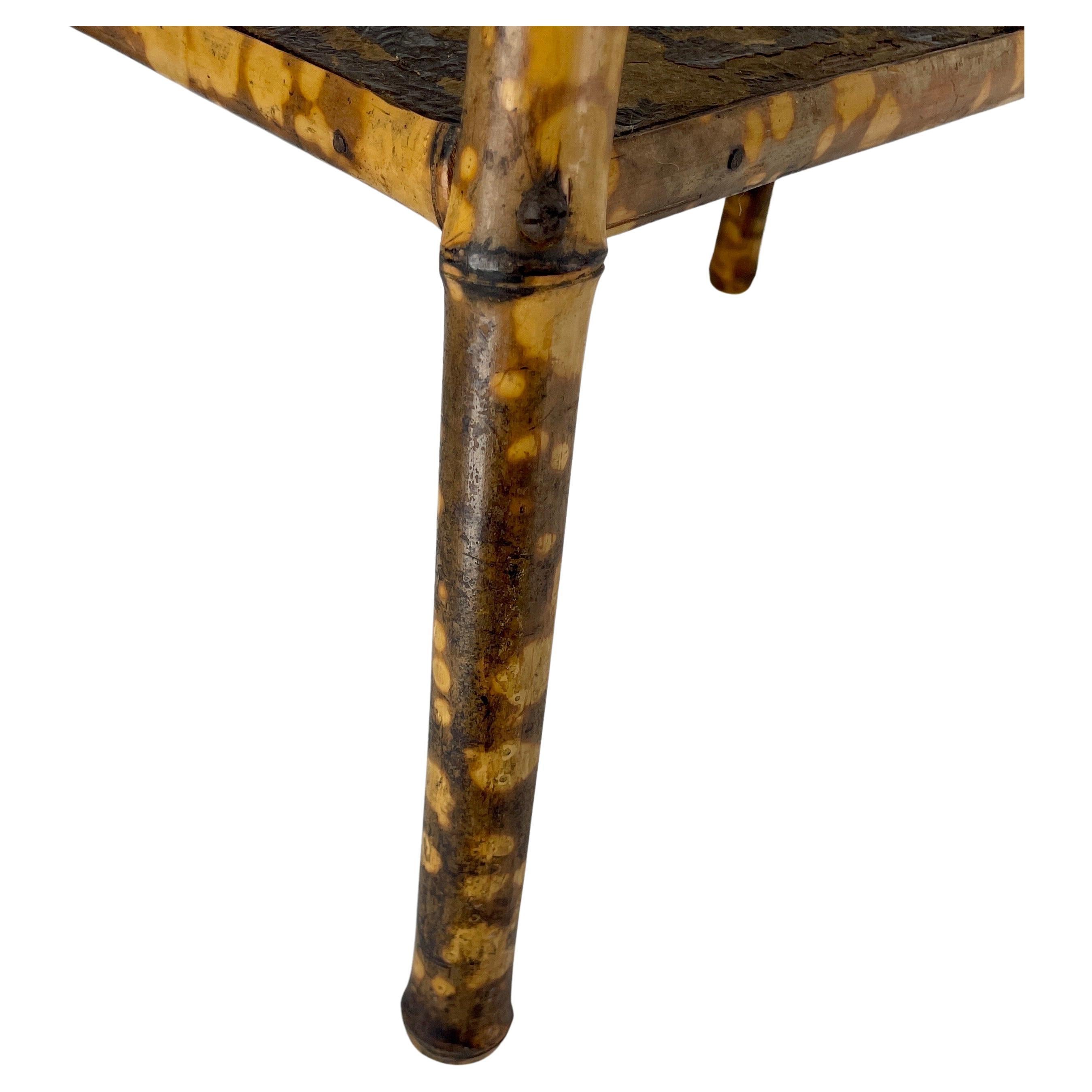 Vintage Rectangular Burnt Bamboo Side Accent Table, England Circa 1930's  2