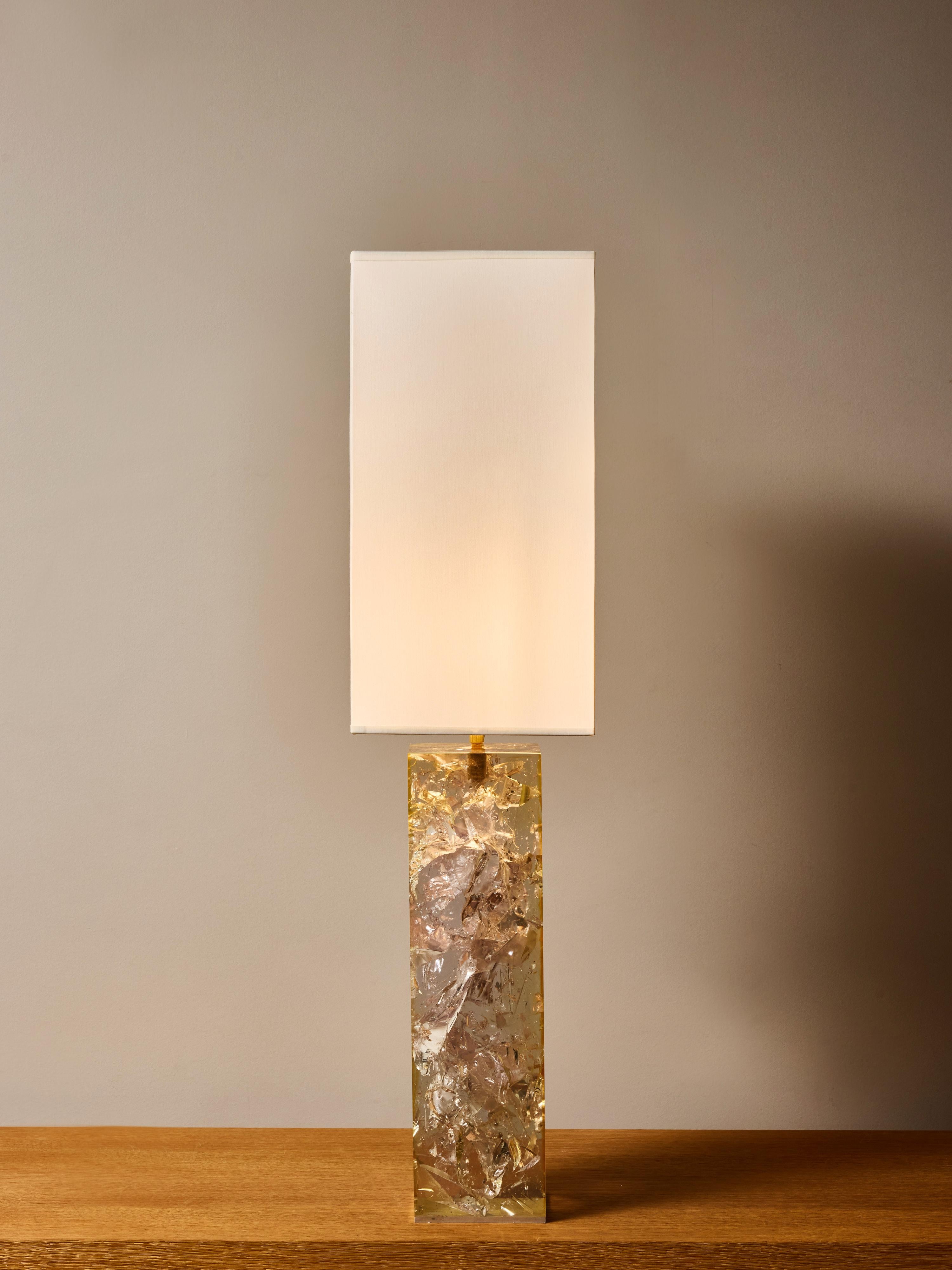 Mid-Century Modern Vintage Rectangular Clear Fractal Resin Table Lamp For Sale