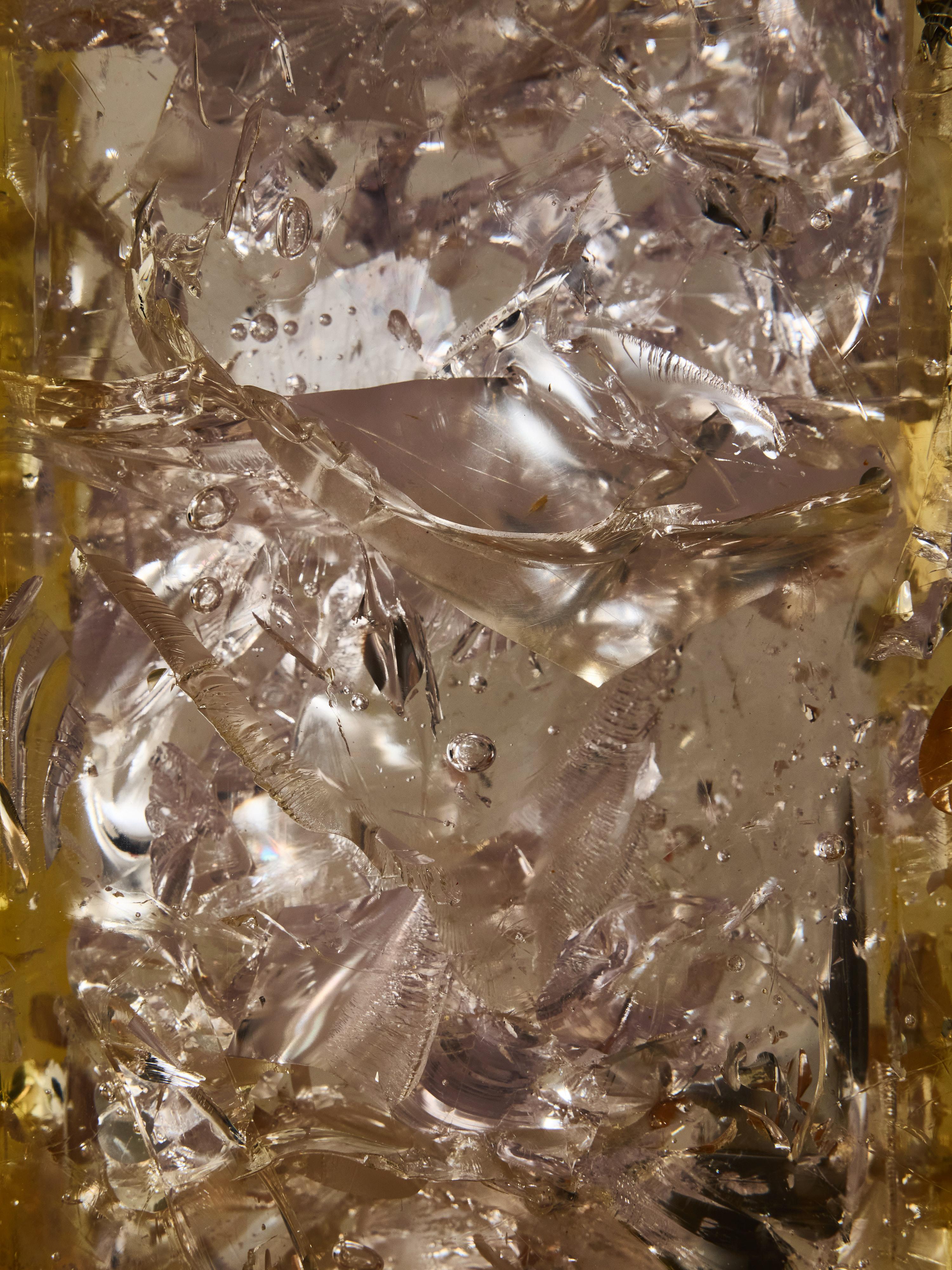 Vintage Rectangular Clear Fractal Resin Table Lamp In Good Condition For Sale In Saint-Ouen, IDF