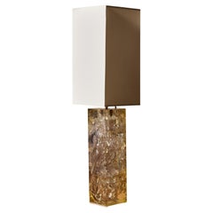 Vintage Rectangular Clear Fractal Resin Table Lamp