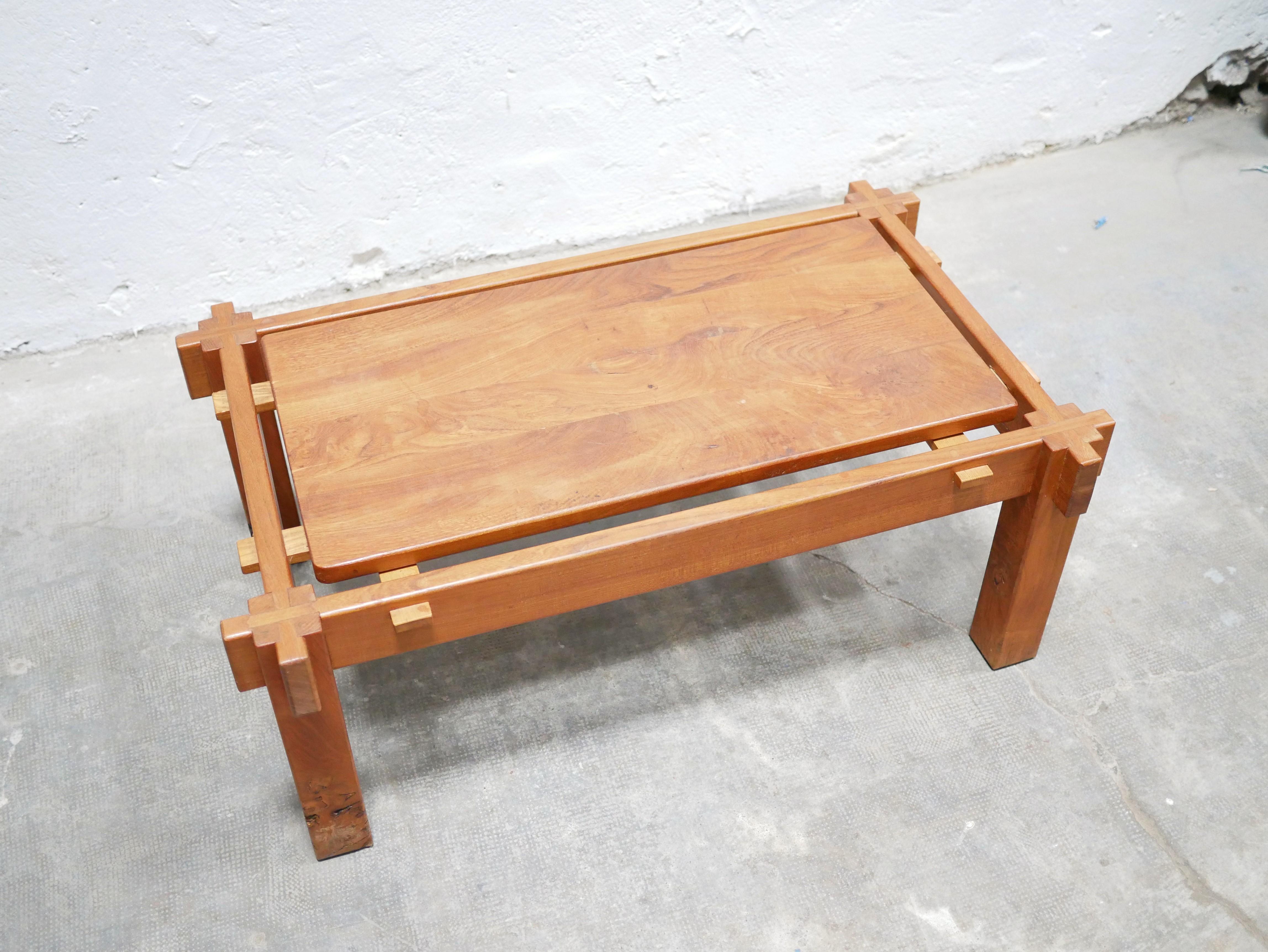 20th Century Vintage Rectangular Coffee Table in Solid Elm For Sale