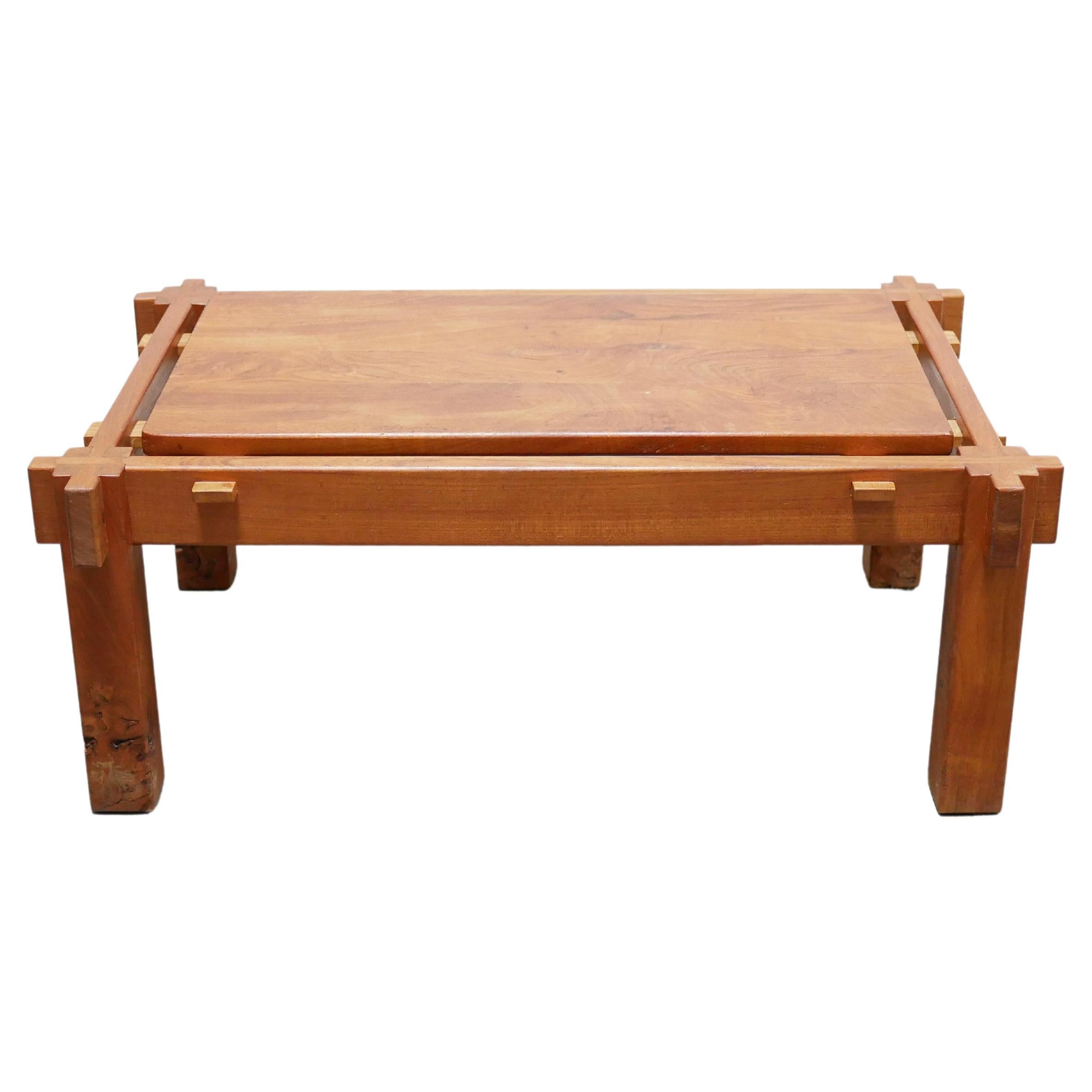 Vintage Rectangular Coffee Table in Solid Elm For Sale