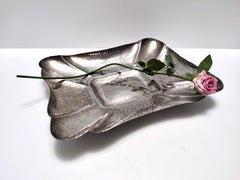 Vintage Rectangular Embossed Silver Plated Tray / Centerpiece by Olri, Italy