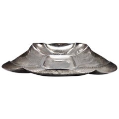 Vintage Rectangular Embossed Silver Plated Tray / Centerpiece by Olri, Italy