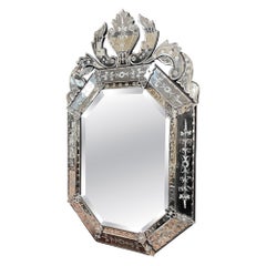 Vintage Rectangular Engraved Venetian Wall Mirror
