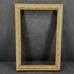 Vintage Rectangular Gilt and Painted Wood Art Frame