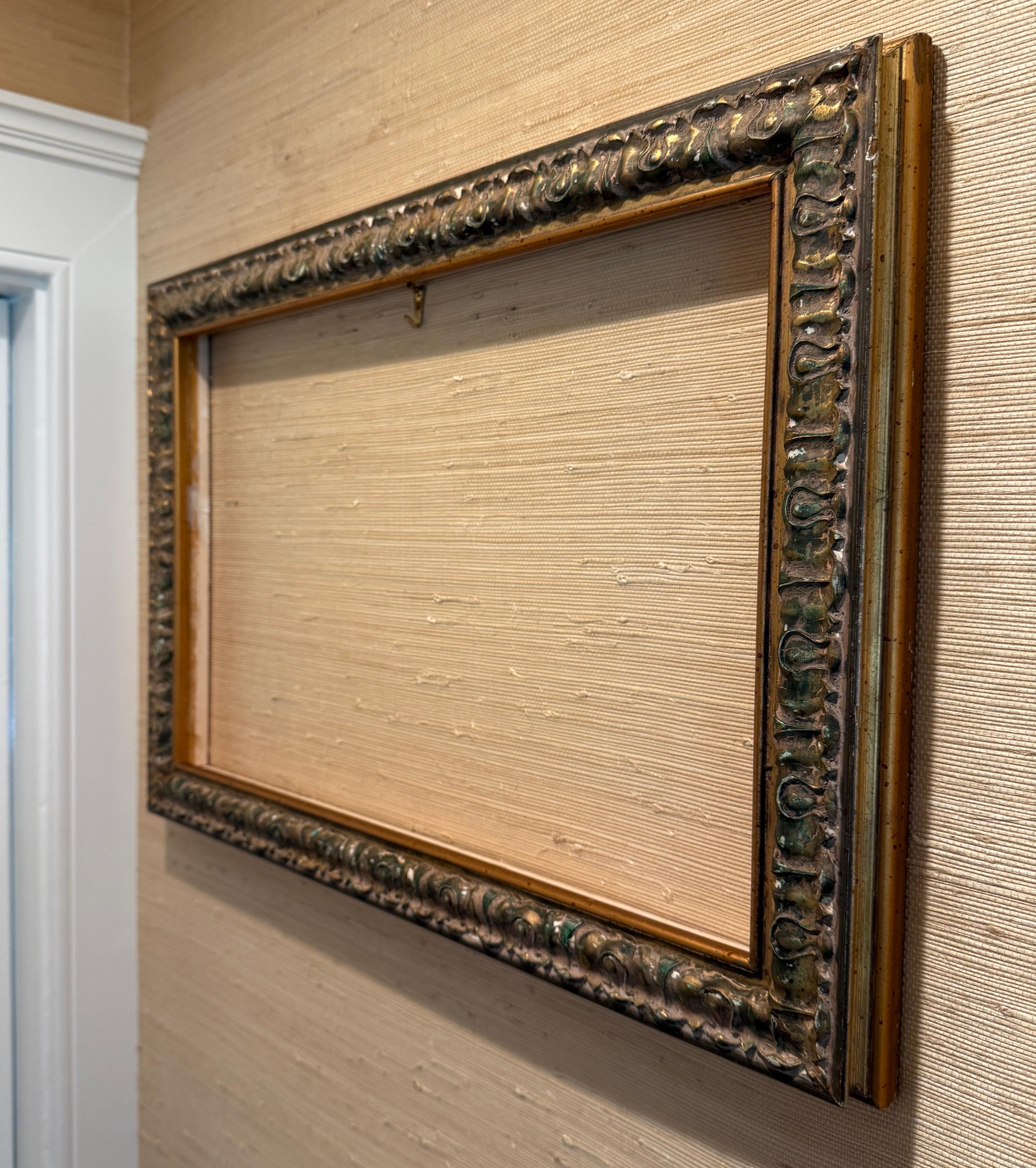 Rococò Cornice rettangolare d'epoca in legno dorato e dipinto in vendita