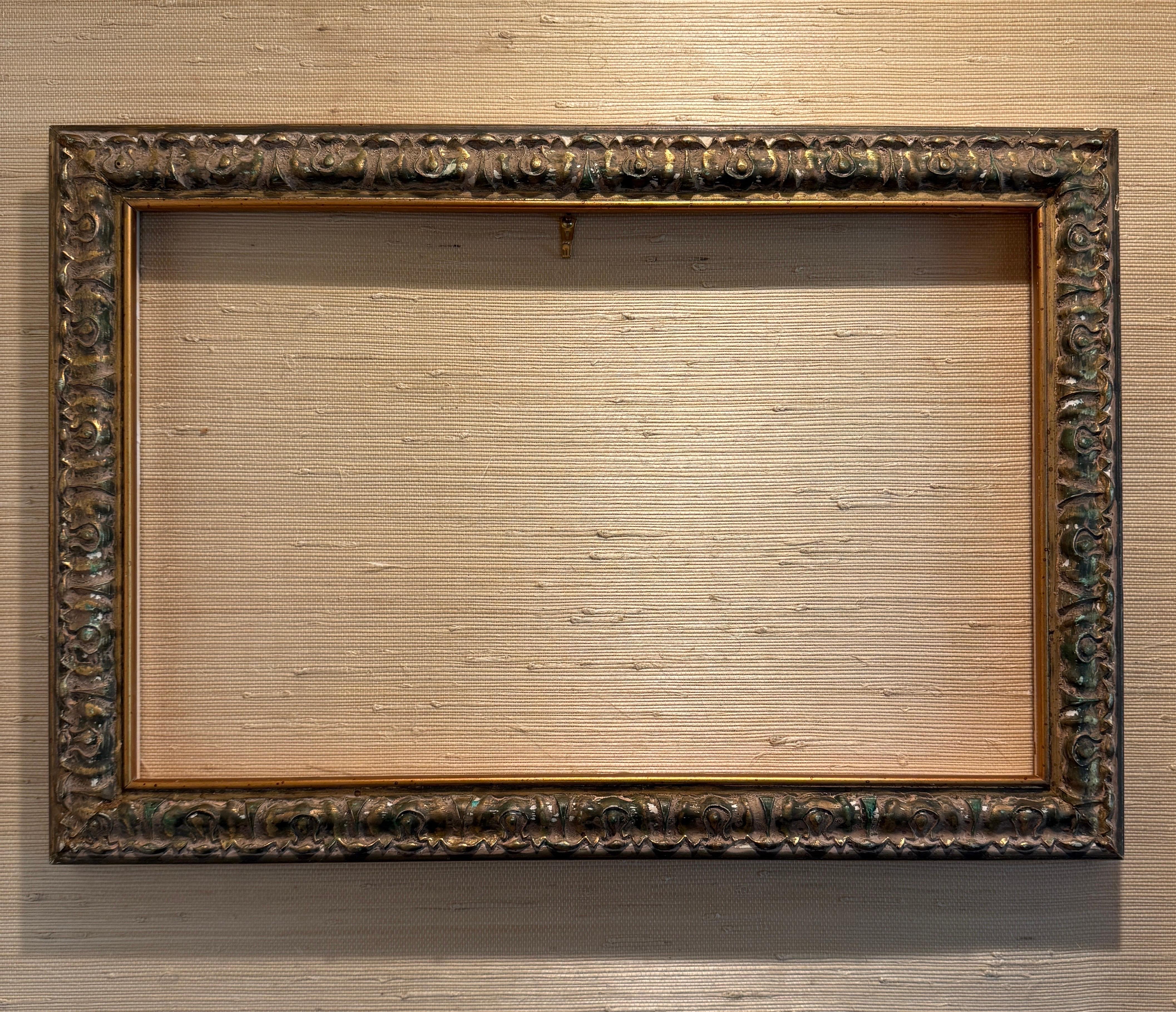 Europeo Cornice rettangolare d'epoca in legno dorato e dipinto in vendita