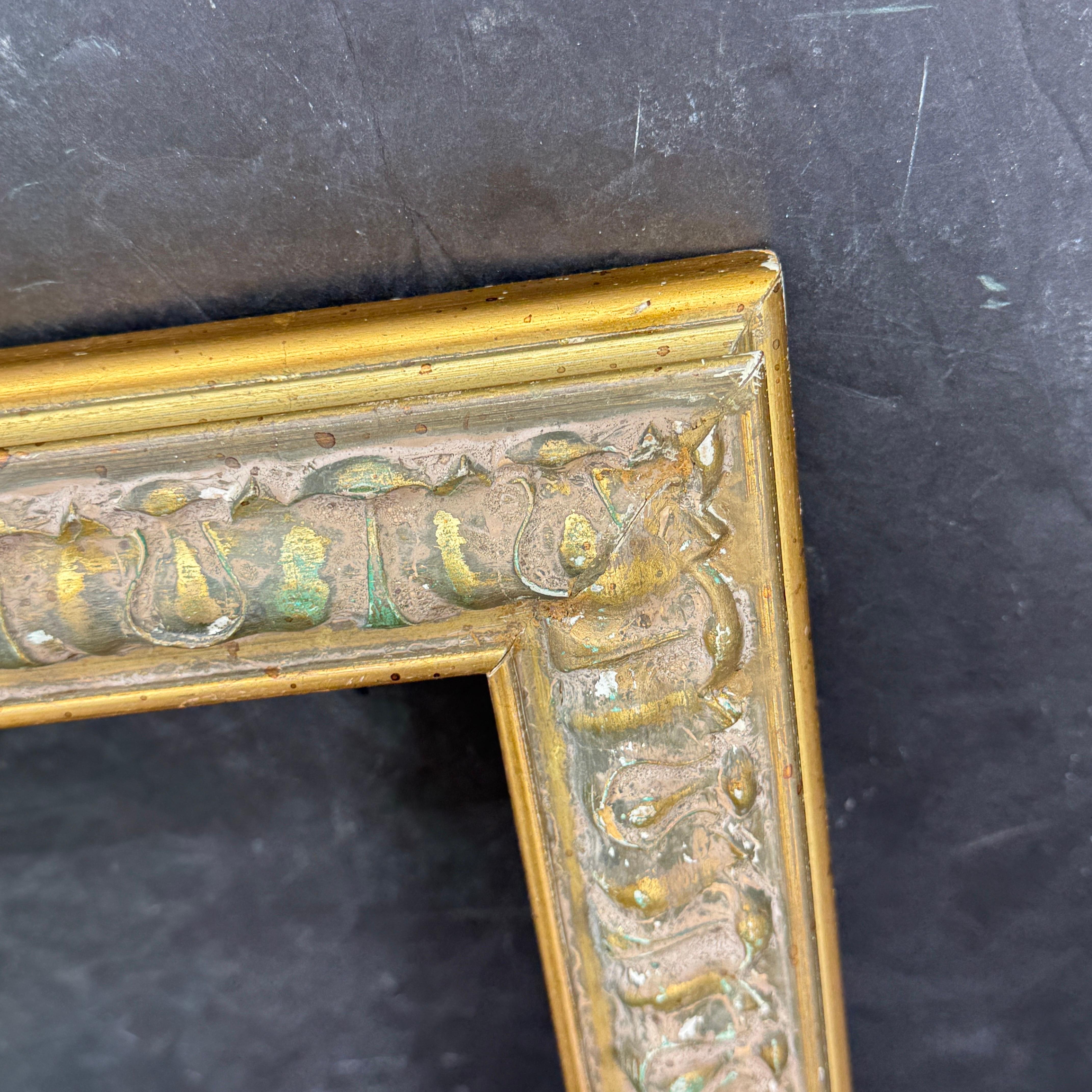 Cornice rettangolare d'epoca in legno dorato e dipinto In condizioni buone in vendita a Haddonfield, NJ