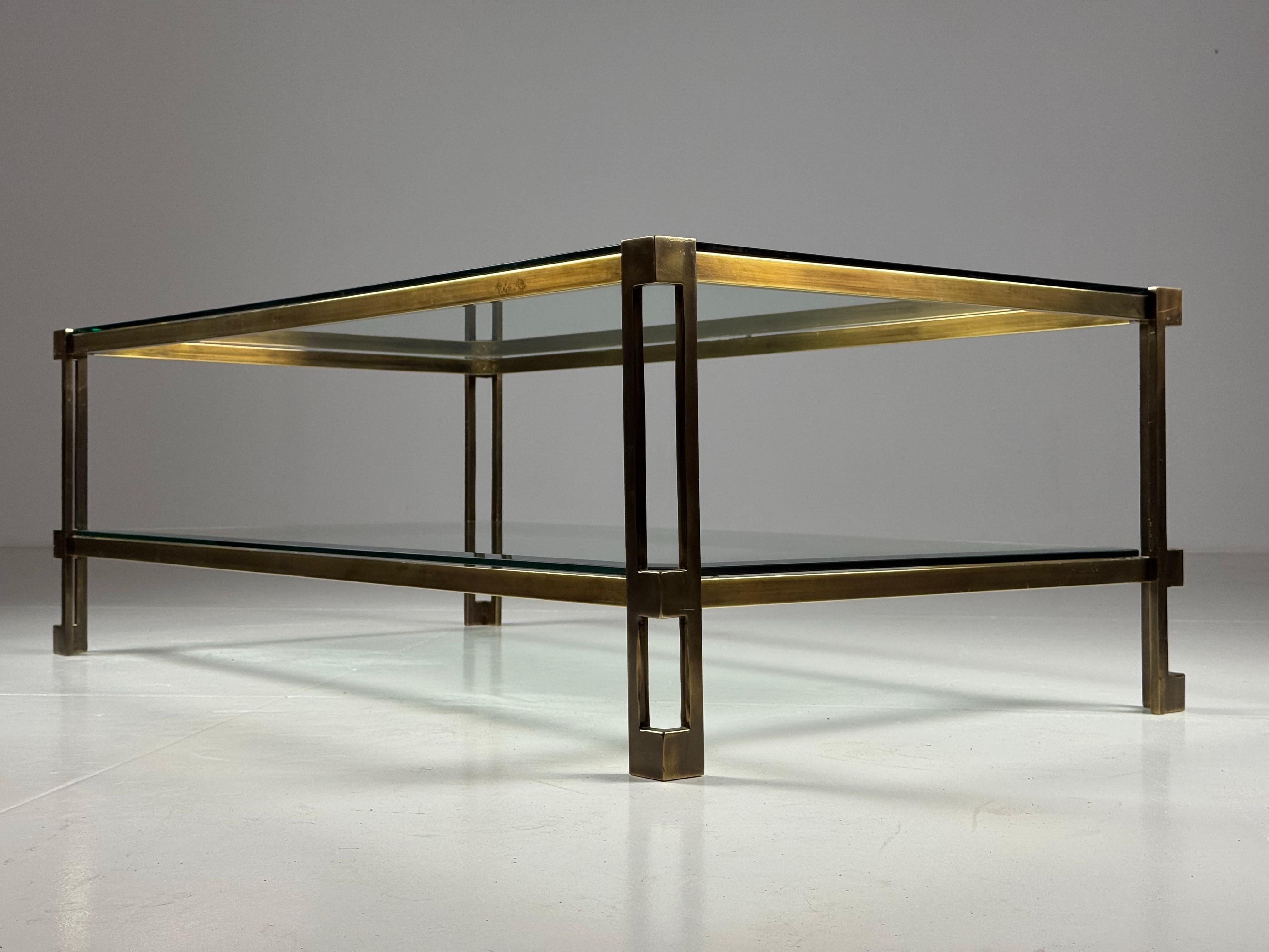 Vintage Rectangular Glass Coffee Table For Sale 1