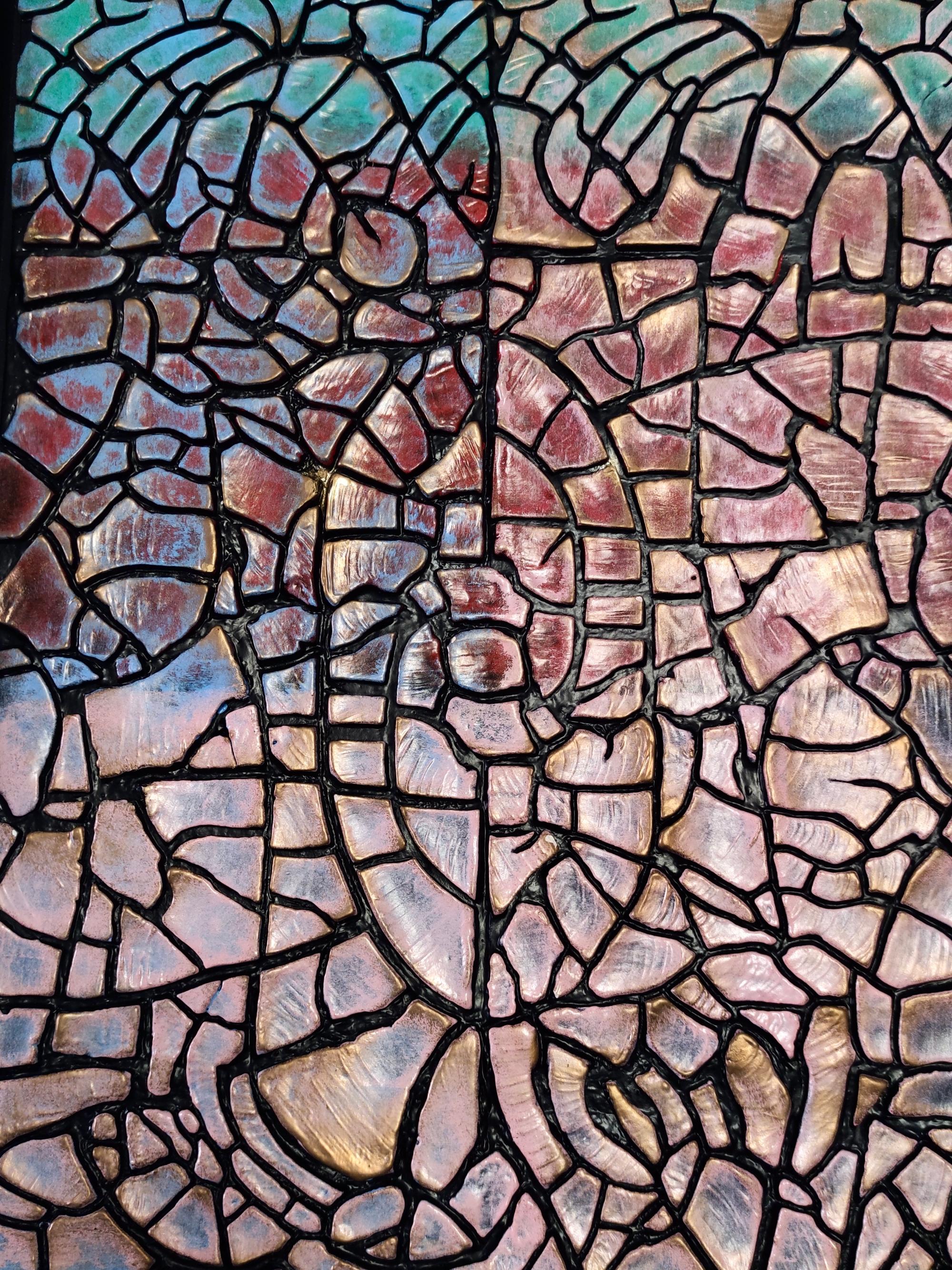 Table basse de plage rectangulaire laquée vintage avec relief en plâtre coloré Excellent état - En vente à Bresso, Lombardy