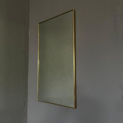 Vintage Rectangular Mirror from the 1950s with Brass Frame