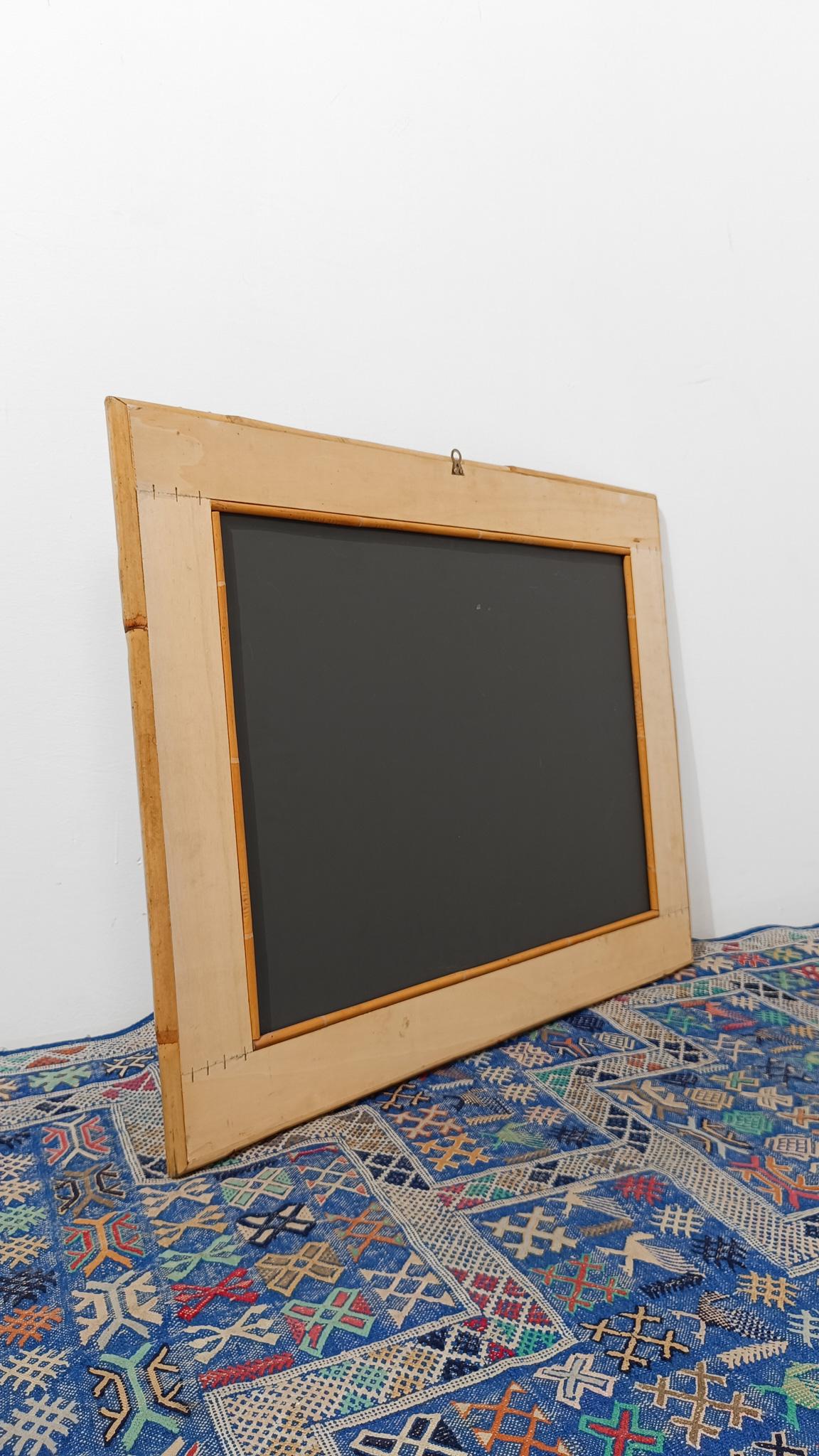 Vintage Rectangular Spiegel in Bambusrohr und Rattan Parketten, Italien 1970er im Angebot 5