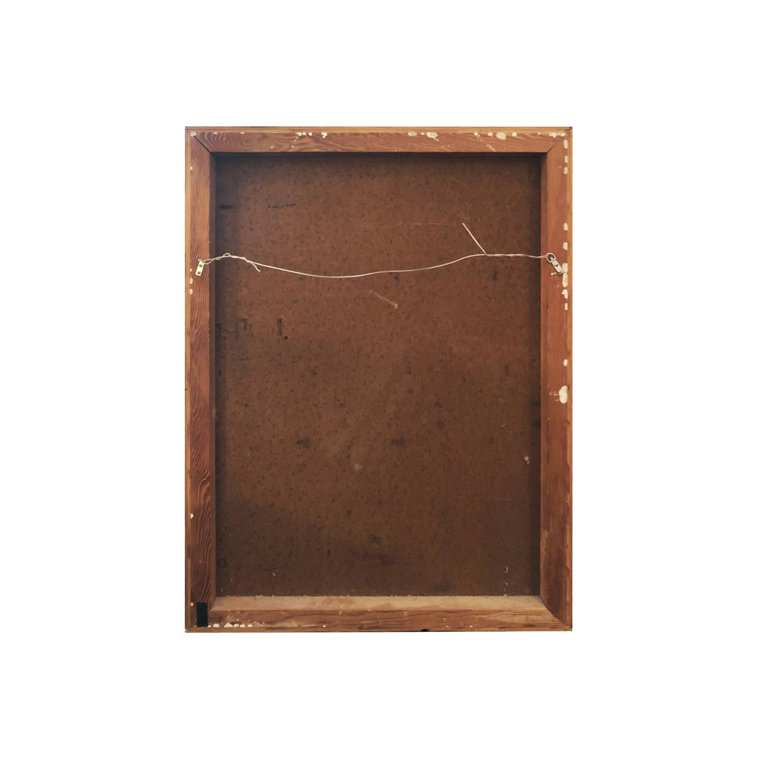 Vintage Rectangular Mixed-Media Abstract in Earth Tones and Gold by John Kiraly In Good Condition For Sale In New York, NY