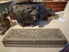 Vintage Rectangular Moroccan Inlaid Decorative Box