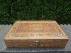 Vintage Rectangular Moroccan Inlaid Decorative Box
