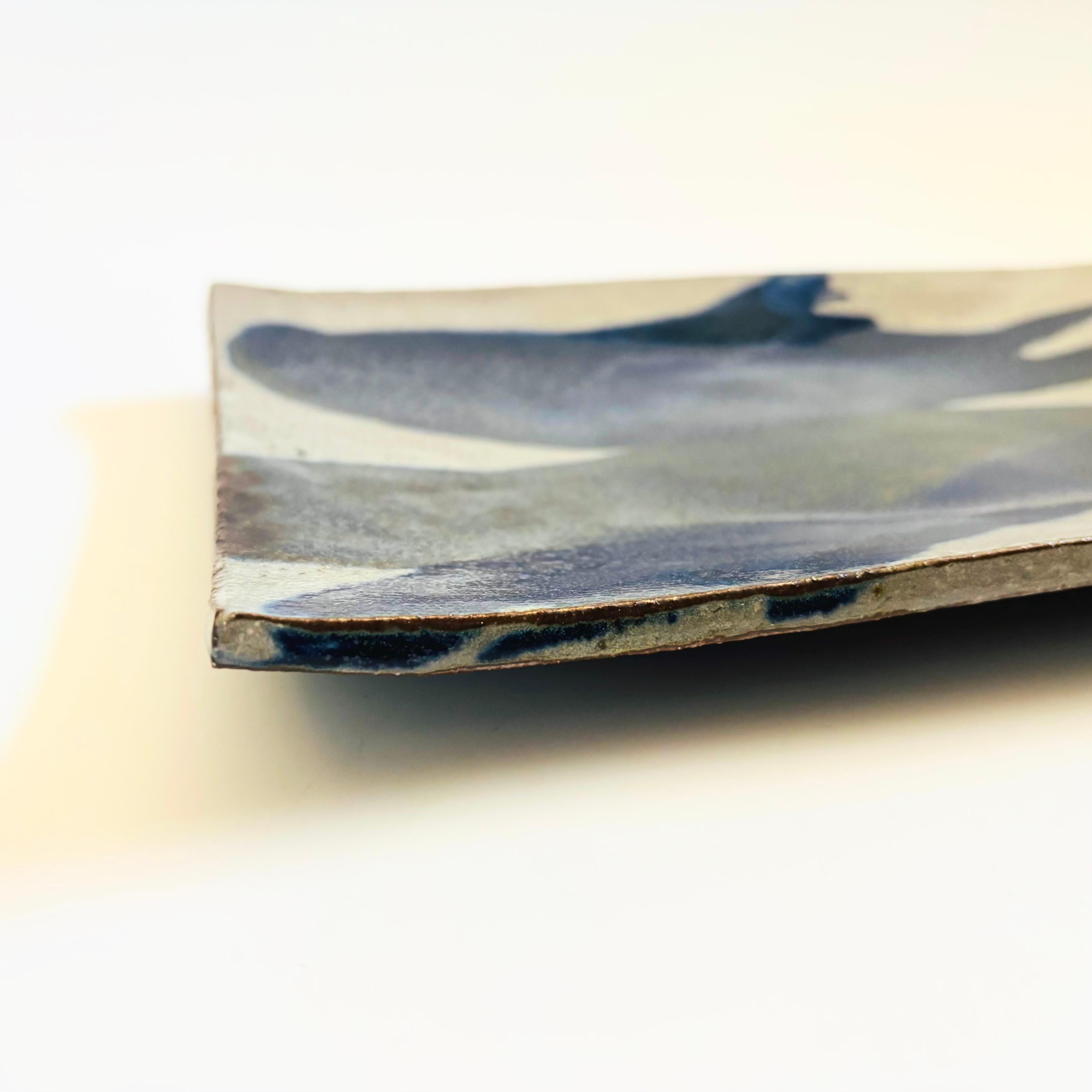 Plateau rectangulaire vintage en poterie Bon état - En vente à Fairfield, CA