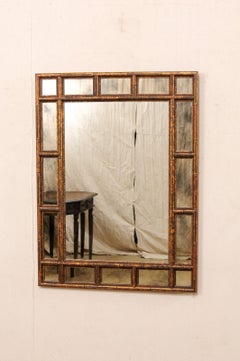 Vintage Rectangular-Shaped Mirror with Faux Bamboo Surround, Approx. 3' x 4'