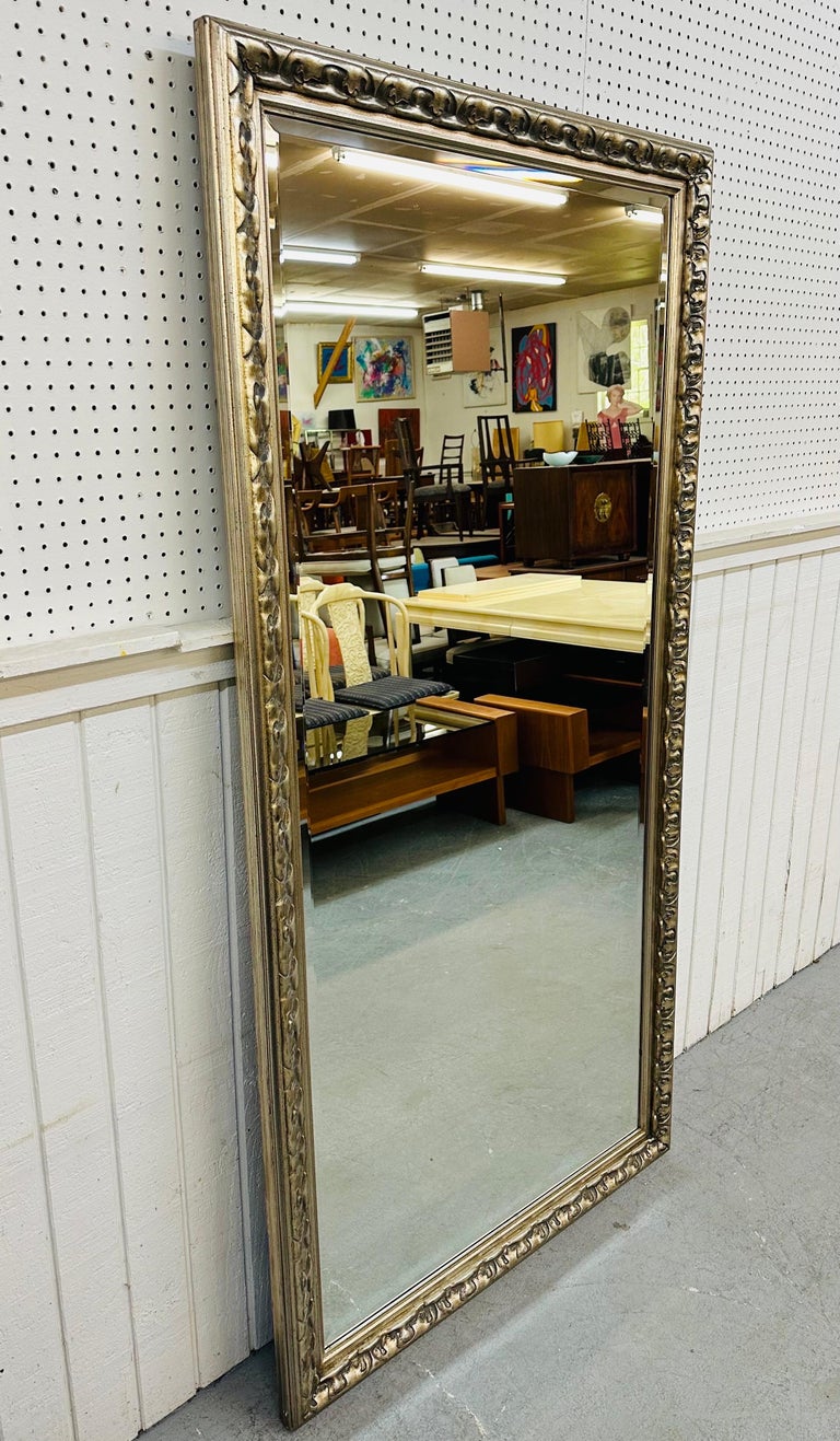 Vintage Rectangular Silver Floor Mirror For Sale at 1stDibs