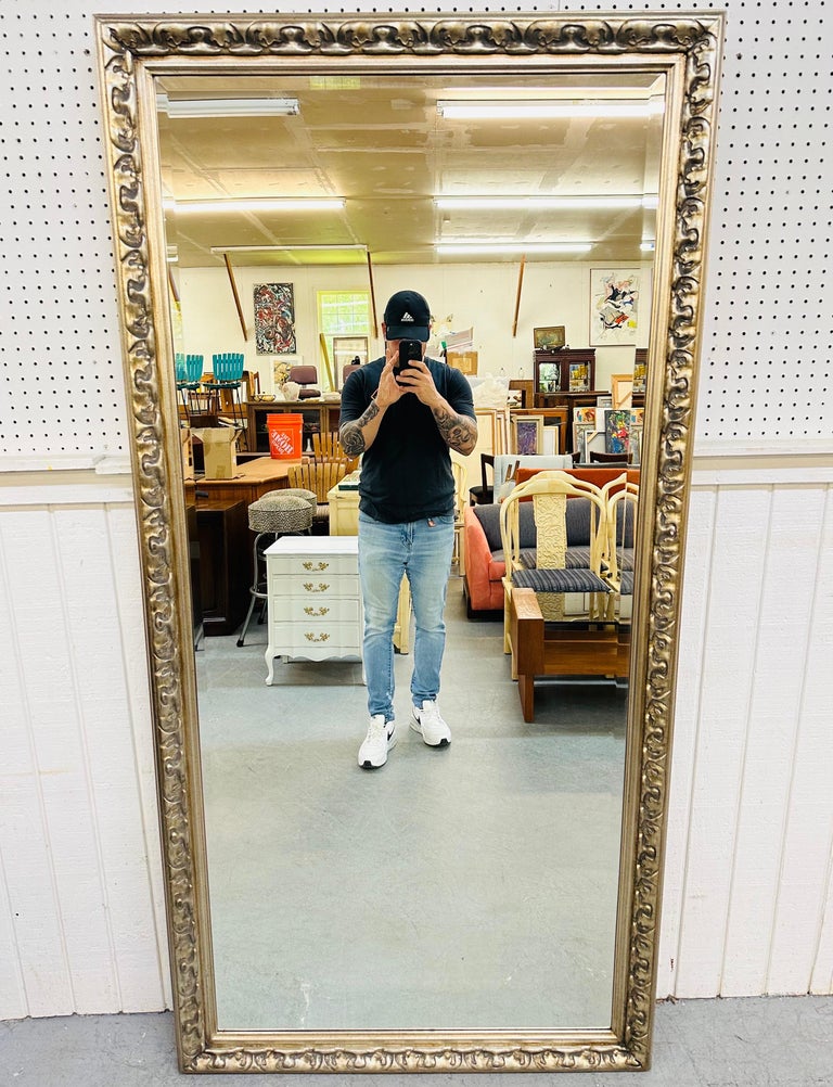 Vintage Rectangular Silver Floor Mirror For Sale at 1stDibs