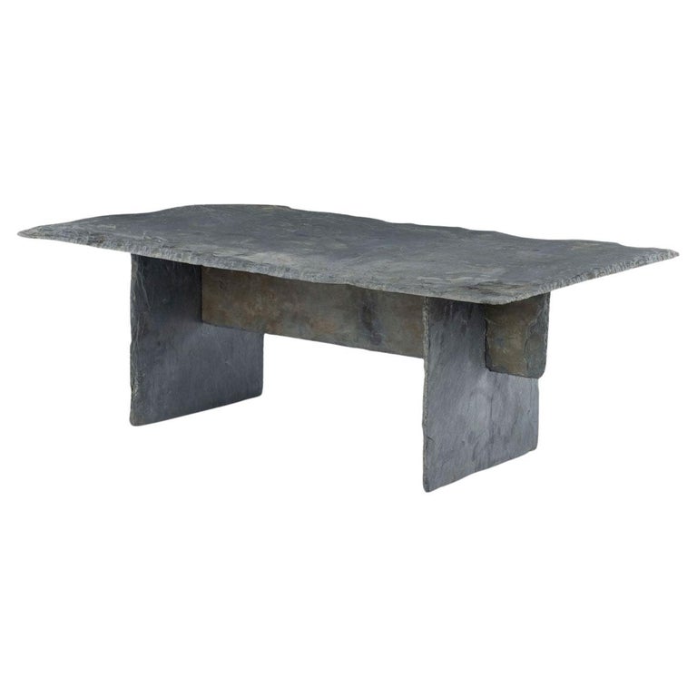 Vintage Rectangular Slate Coffee Table For Sale at 1stDibs